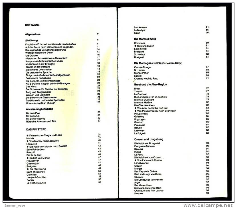 Ausführlicher Bretagne Reiseführer - Reisefieber 1992  -  Sehenswertes - Der Umkreis , Verpflegung Und Unterkunft - France