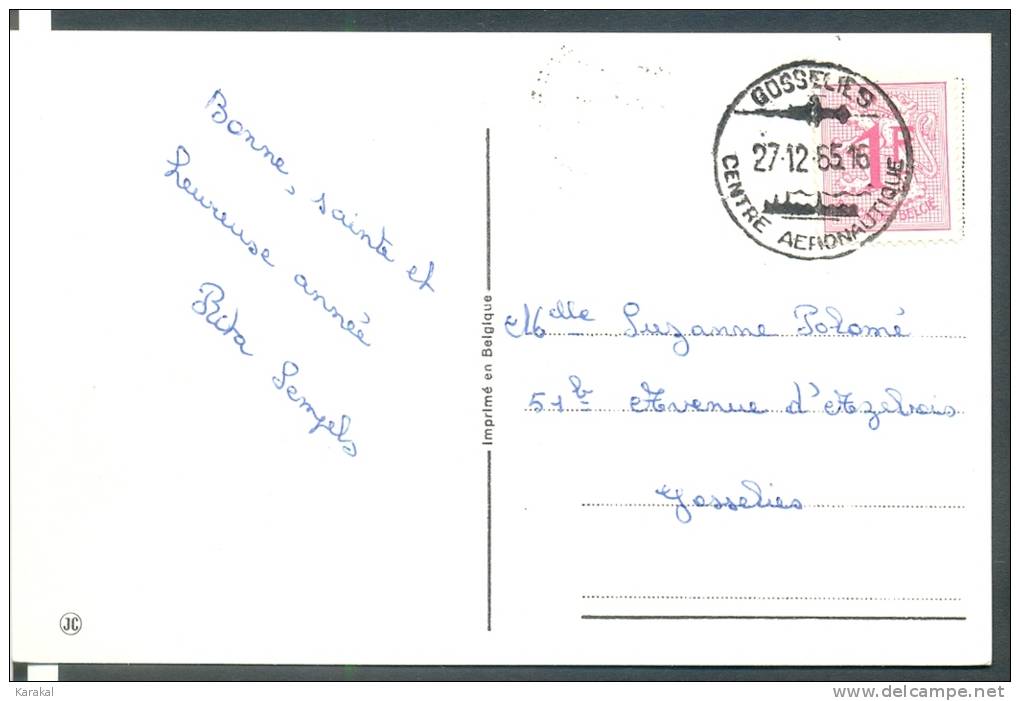België Belgique Timbre N°859 Cachet Gosselies Centre Aéronautique 27/12/1964 Carte De Nouvel An - Storia Postale