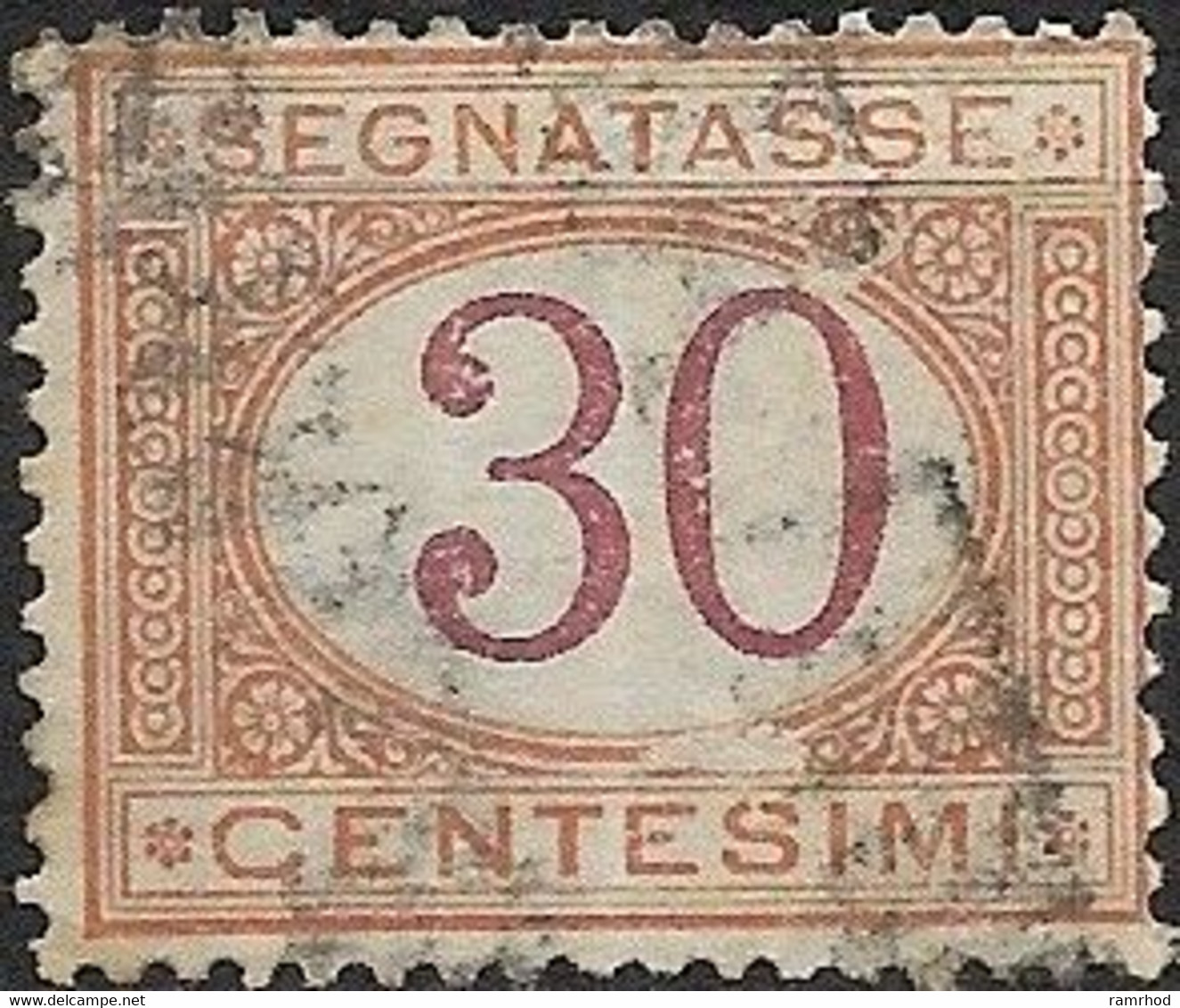 ITALY 1870 Postage Due - 30c. Mauve And Orange FU - Taxe