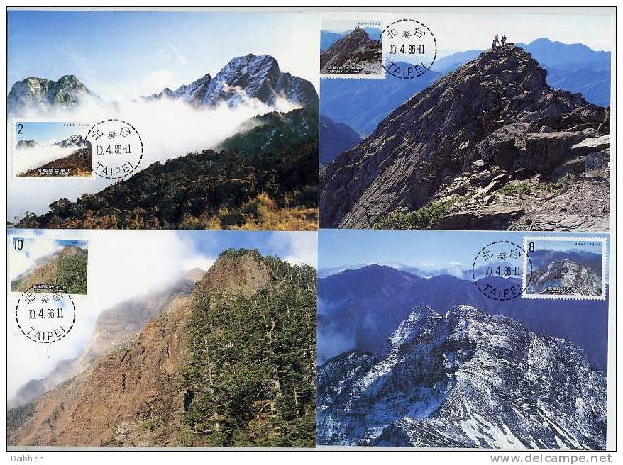 TAIWAN - REPUBLIC OF CHINA 1986 Yushan National Park Set Of 4 Maximum Cards - Maximum Cards