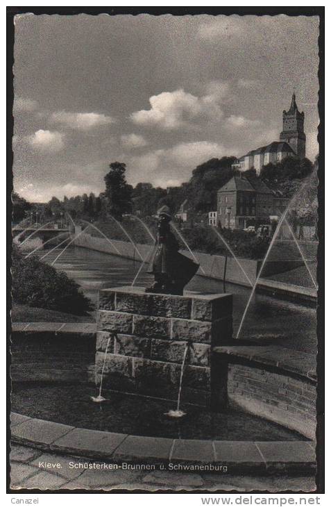 AK Kleve, Schüsterken-Brunnen Und Schwanenburg, Gel Frankiert 1959 - Kleve