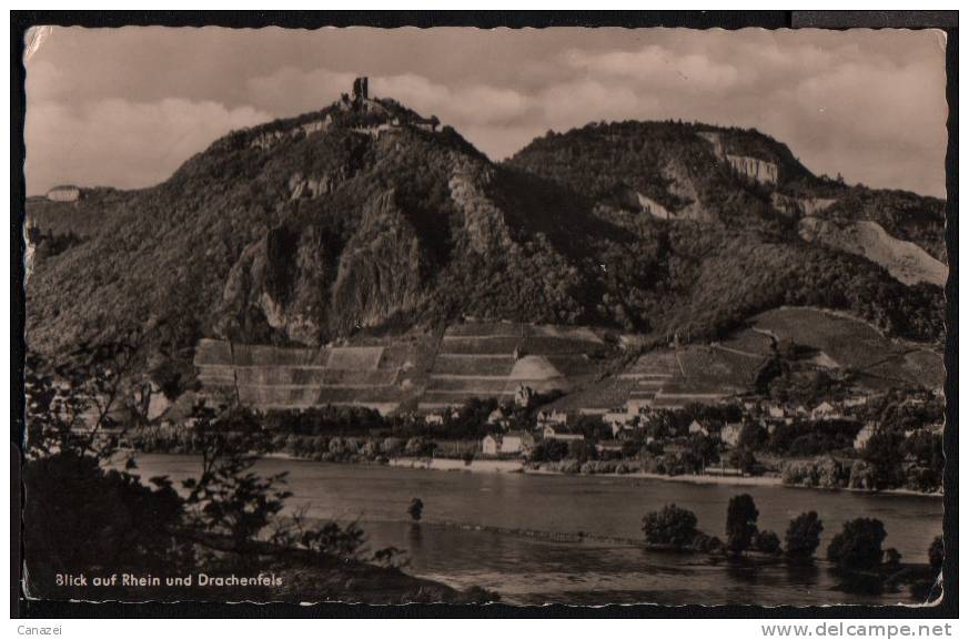 AK Blick Auf Rhein Und Hotel Auf Dem Drachenfels, Gel Frankiert 1957 - Drachenfels