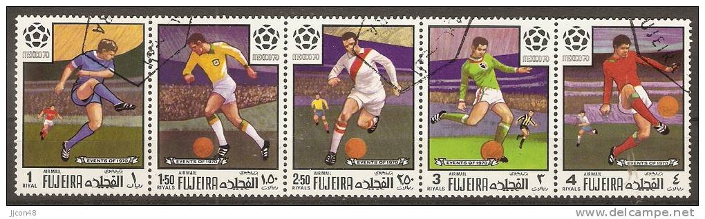 Fujeira 1970 Football World Cup, Mexico  (o) Strip Of 5 - Fujeira