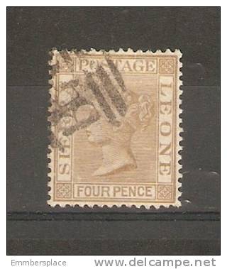 SIERRA LEONE - 1884 VICTORIA 4d PALE BROWN  FU  SG 37 - Sierra Leone (...-1960)