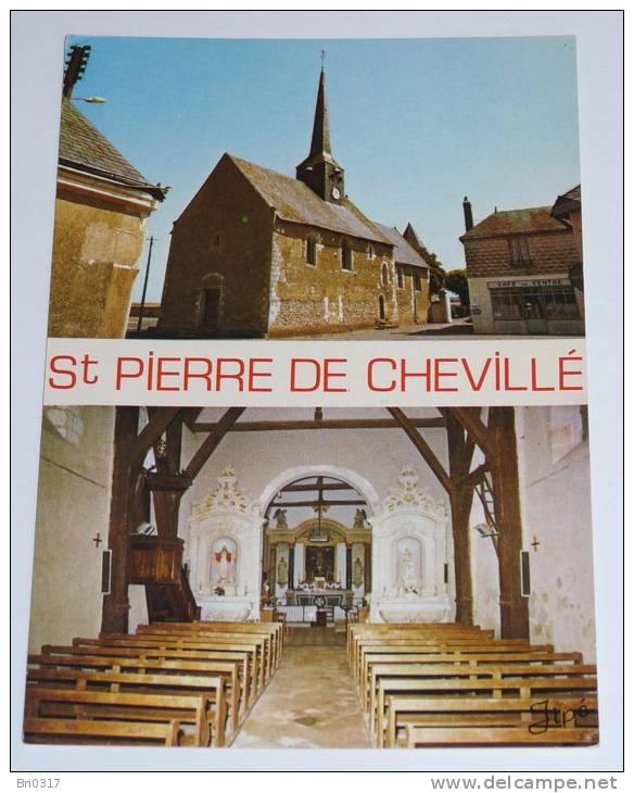 SAINT (ST) PIERRE DE CHEVILLE - 72 - L´EGLISE SAINT PIERRE ST PAUL : VUE EXTERIEURE - VUE INTERIEURE. - Other & Unclassified