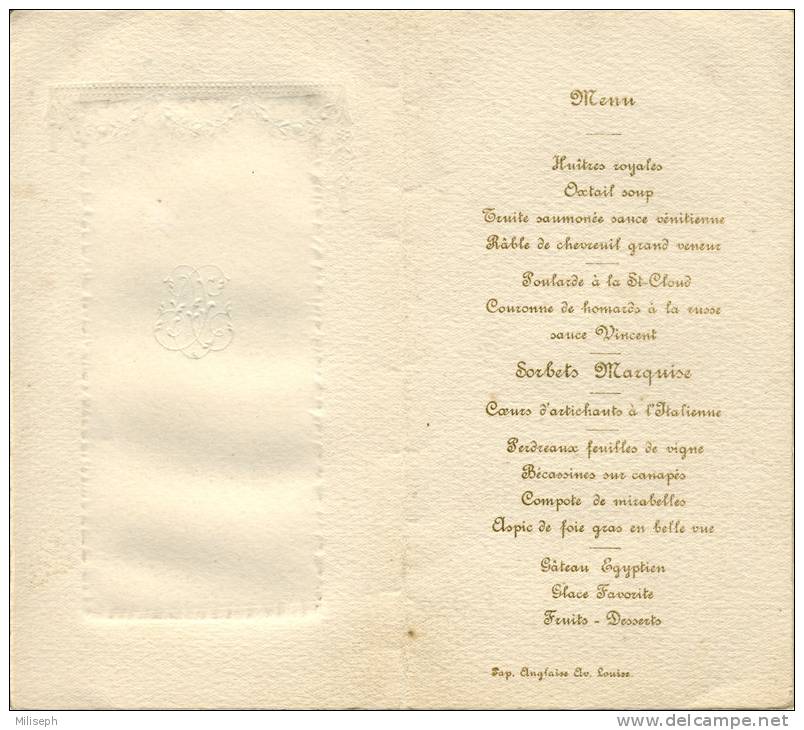 MENU - 30/9/1905              (J1713) - Menus