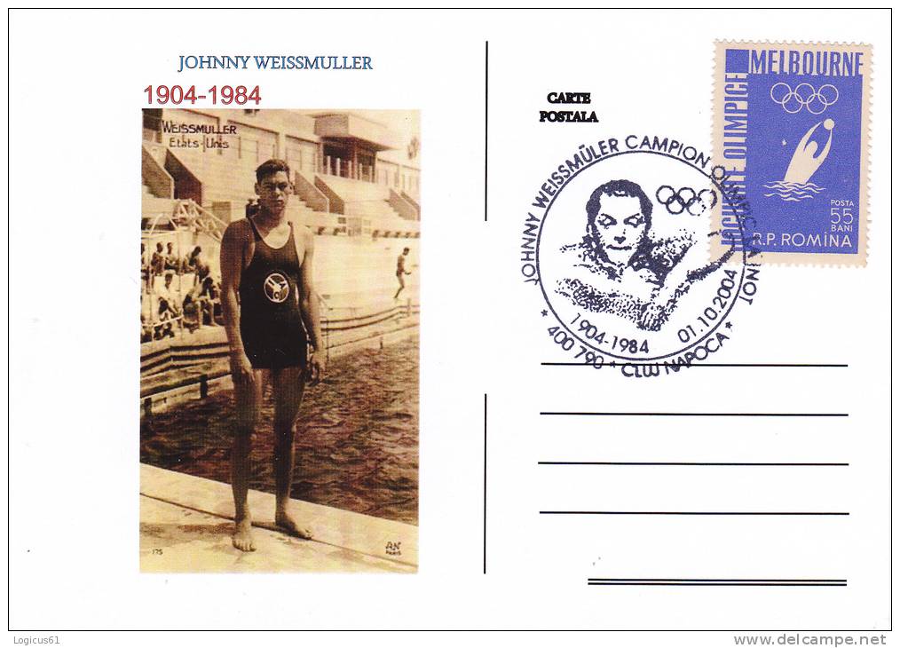 CP.JOHNNY WEISSMULLER - TARZAN - Actor Cinema, Swimming Champion,100 Years Anniversary 1904 -1984,Cluj-Napoca, ROMANIA - Inauguraciones