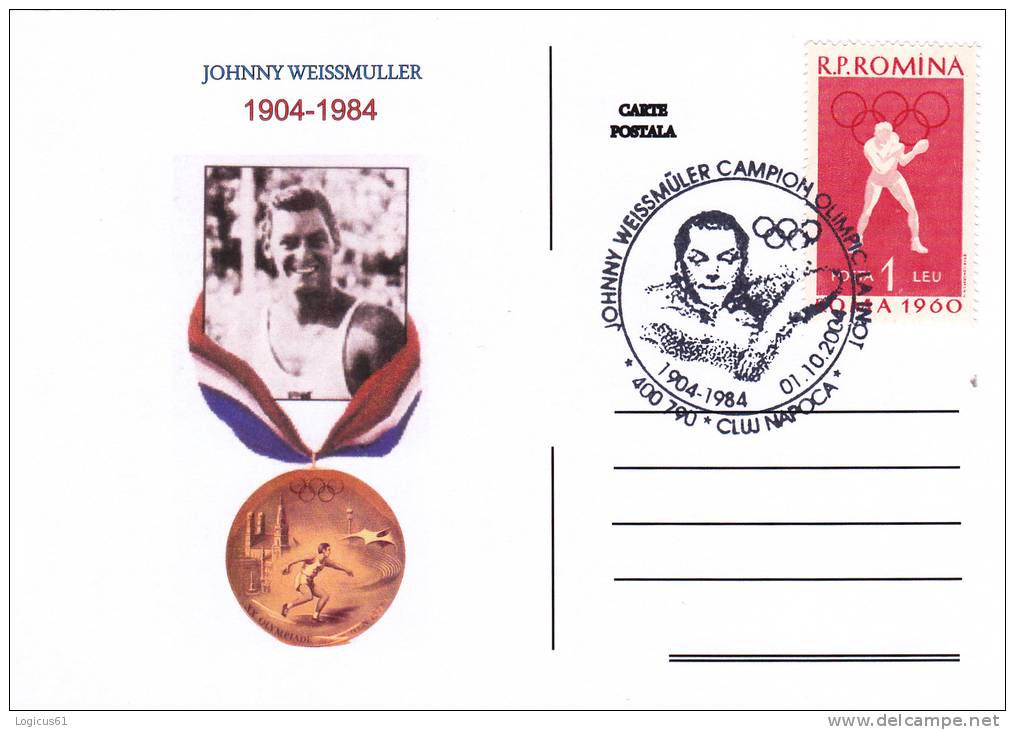 CP.JOHNNY WEISSMULLER - TARZAN - Actor Cinema, Swimming Champion,100 Years Anniversary 1904 -1984,Cluj-Napoca, ROMANIA - Inauguraciones