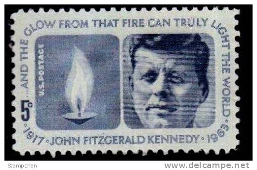 1964 USA Kennedy Memorial Stamp Sc#1246 Famous Eternal Flame Fire - Oil