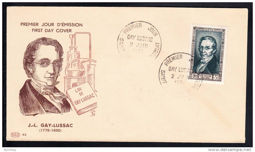 France Scott #B260 FDC 10fr + 3fr J.-L. Gay-Lussac - 1950-1959