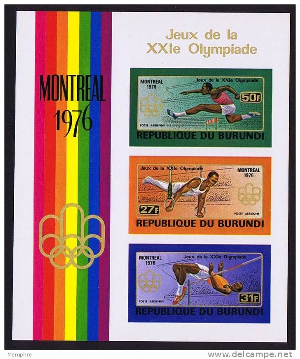 1976  Jeux Olympiques De Montréal  Course à Relais, Saut En Hauteur, Anneaux, Bloc Non Dentelé  Poste Aérienne ** MNH - Unused Stamps