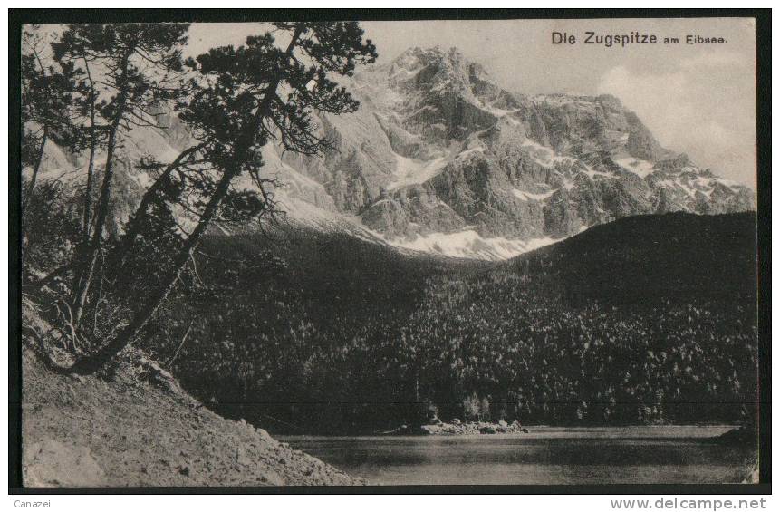 AK Die Zugspitze Am Eibsee, Gel Frankiert 1918 - Zugspitze