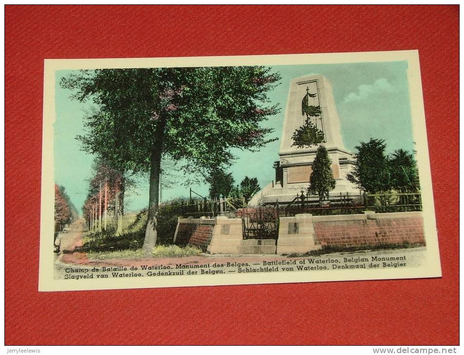 Waterloo -  Champ De Bataille , Monument Des Belges - Waterloo