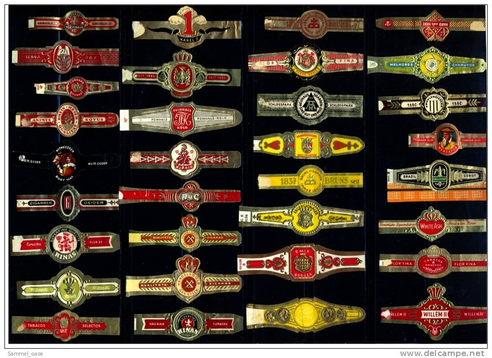 33 Verschiedene Alte Zigarren Banderolen  - Bauchbinden Von Ca. 1950-1960 - Sonstige & Ohne Zuordnung