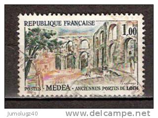 Timbre France Y&T N°1318a (02) Obl.  Médéa (variété : Monument Vert Olive). 1.00 F.  Cote Dallay 20,00 € - Usados