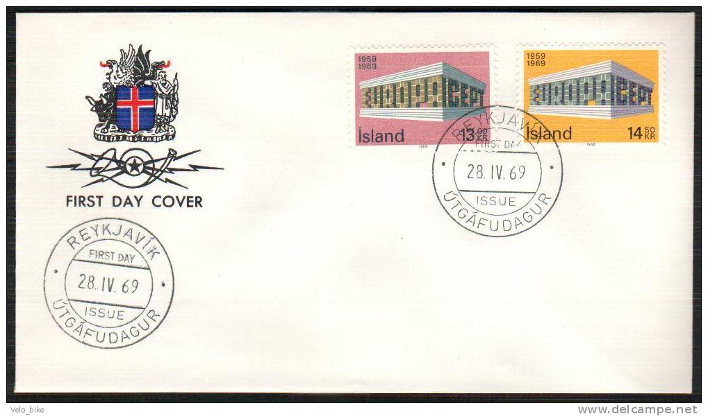 Iceland FDC 28/4 1969  Europe Cept Europa Temple - FDC