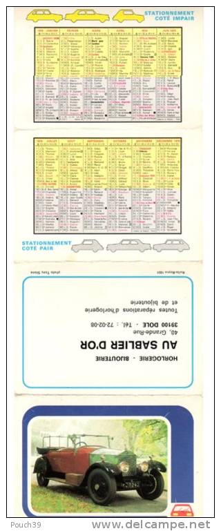 Calendrier Publicitaire De Poche Année 1976 Signalisation Routière Et Sablier D'Or à Dole - Altri & Non Classificati