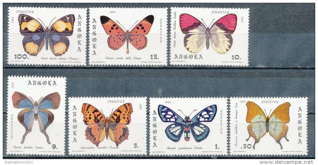 ANGOLA 1982 BUTTERFLIES SC# 647-653 VF MNH A VALUABLE SET MNH - Angola