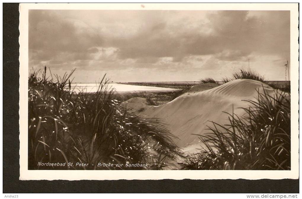 440. Germany Schleswig-Holstein Nordseebad St. Peter - Brucke Zur Sandbank - Bridge - Old Real Photo Postcard By Cusian - St. Peter-Ording