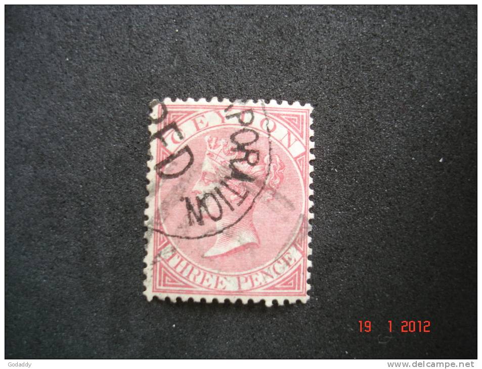 Ceylon  1866   Q.Victoria  3d   Carmine-rose     SG62   Used - Ceylon (...-1947)