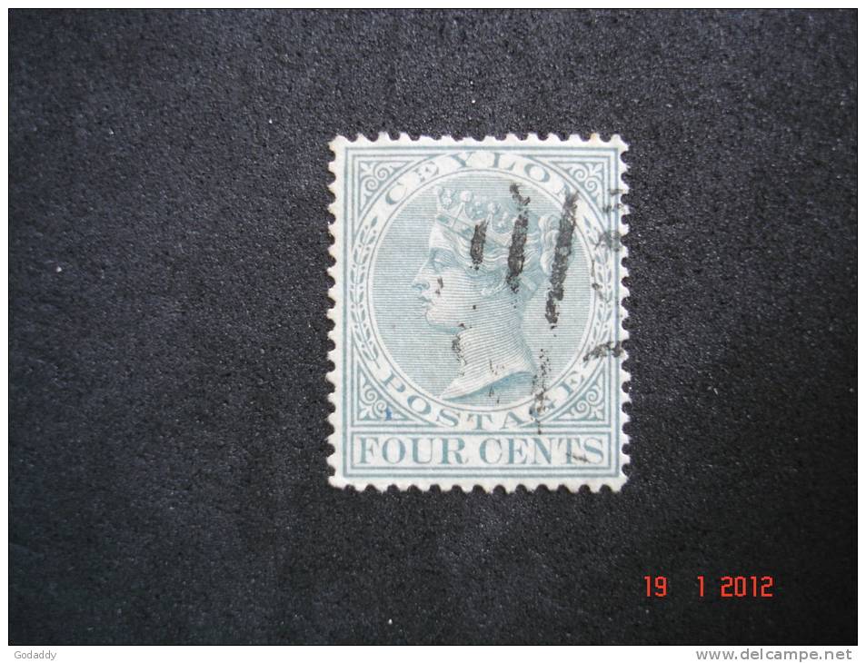 Ceylon  1872   Q.Victoria  4 Cents    Grey    SG122    Used - Ceylon (...-1947)