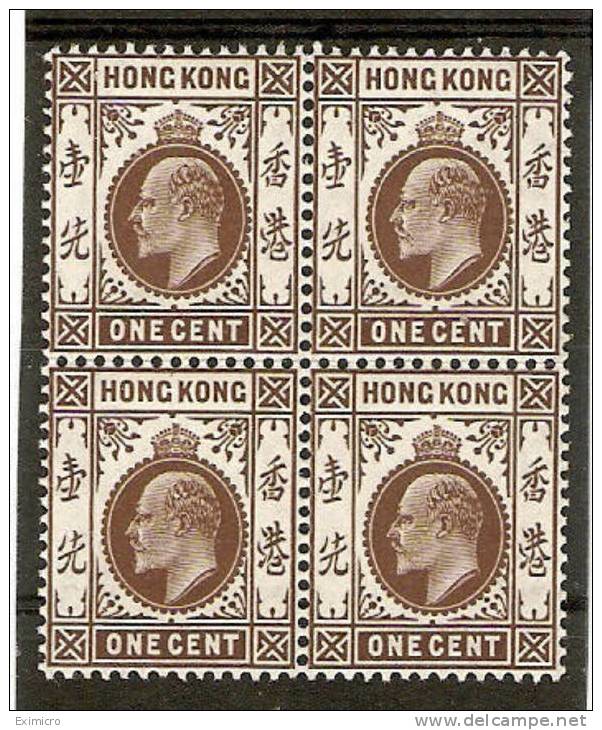 HONG KONG 1910 1c SG 91 UNMOUNTED MINT BLOCK OF 4 Cat £34 - Neufs