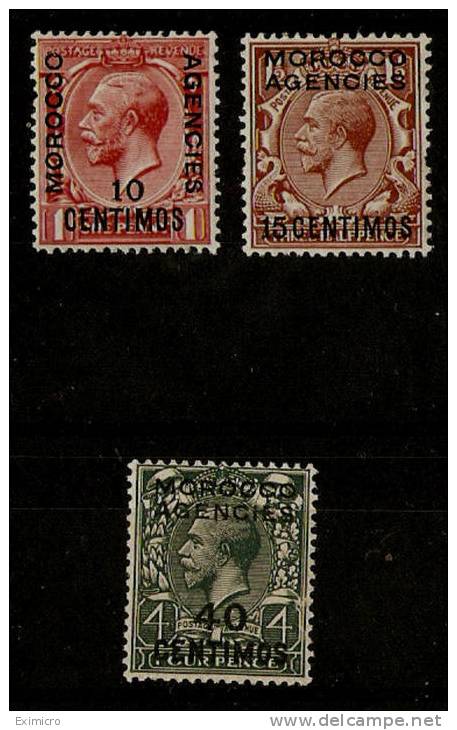 MOROCCO AGENCIES 1925-31 BLOCK CYPHER WATERMARK KEY VALUES OF THE SET SG 144, 145 And 148 MOUNTED MINT Cat £42+ - Morocco Agencies / Tangier (...-1958)