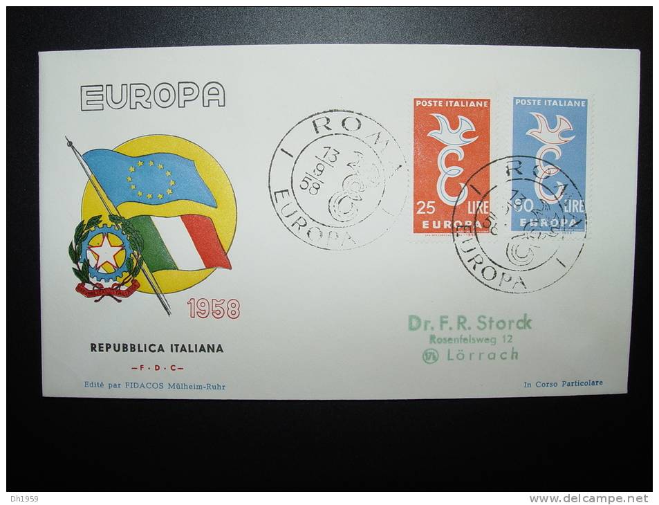 ITALIE FDC 1958  EUROPA CEPT - 1958