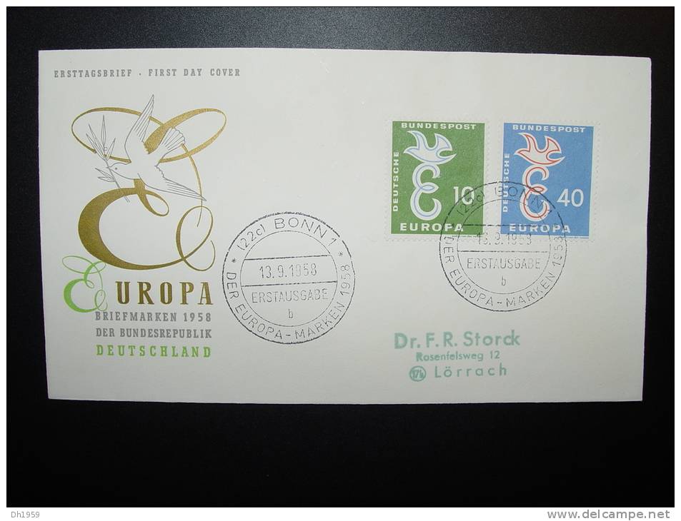 ALLEMAGNE  FDC 1958  EUROPA CEPT - 1958