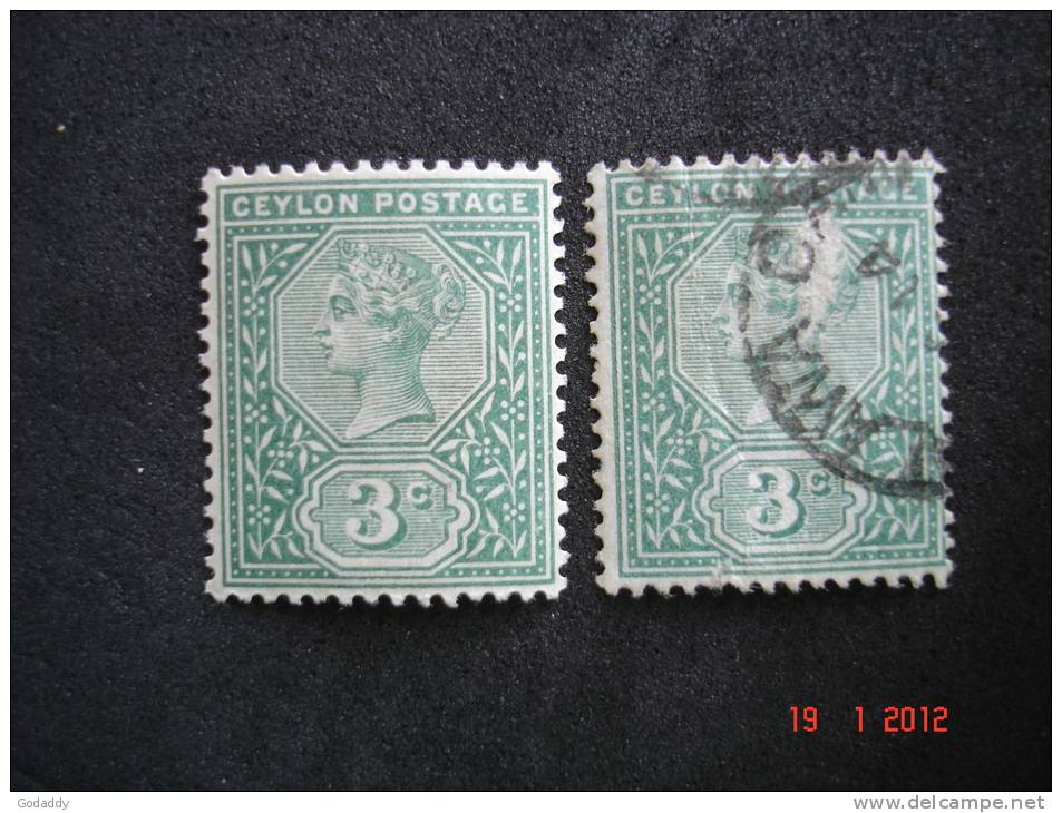Ceylon  1899   Q.Victoria  3 Cents        SG257    MH And Used - Ceylan (...-1947)