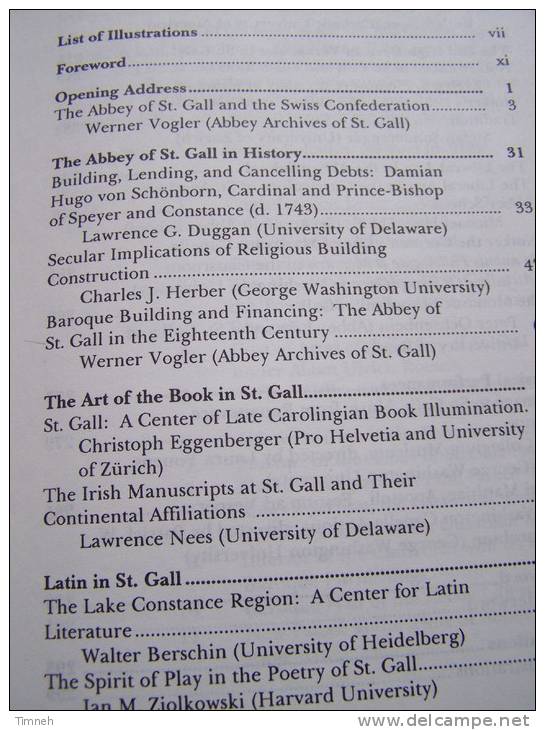 Sangallensia In Washington The Arts And Letters In Medieval And Baroque St Gall Viewed From The Late 20th Century - Culture