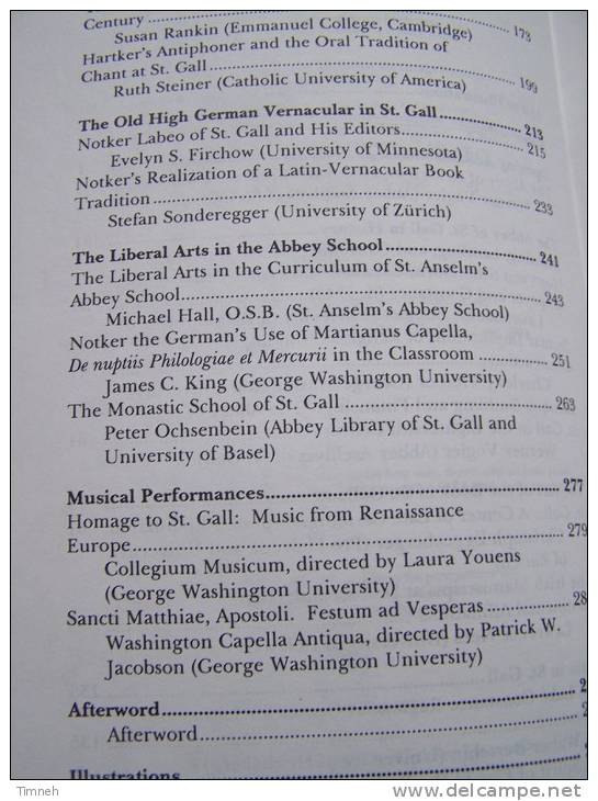 Sangallensia In Washington The Arts And Letters In Medieval And Baroque St Gall Viewed From The Late 20th Century - Culture