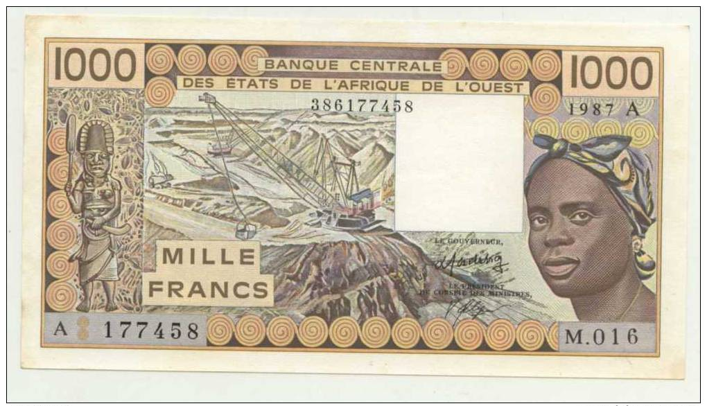 COTE D´IVOIRE : 1000 Frcs 1987 (aunc+) - Côte D'Ivoire