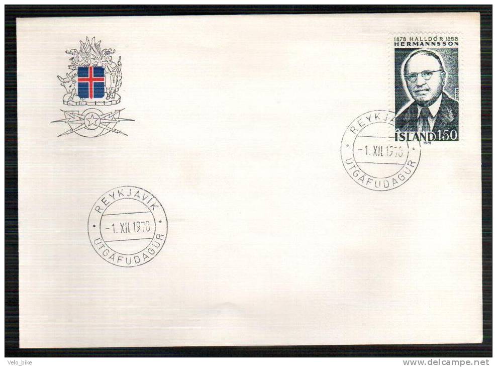 Iceland FDC 1/12 1978 Librarian Professor Author - FDC