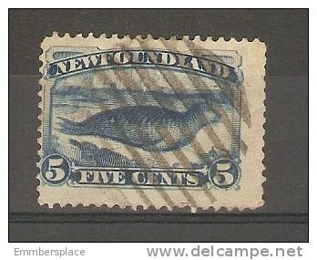 NEWFOUNDLAND - 1887 ISSUE COMMON SEAL 5c DARK BLUE USED  SG 59  Sc 54 - 1865-1902