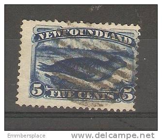 NEWFOUNDLAND - 1880/6 ISSUE COMMON SEAL 5c DARK BLUE USED  SG 59 - 1865-1902