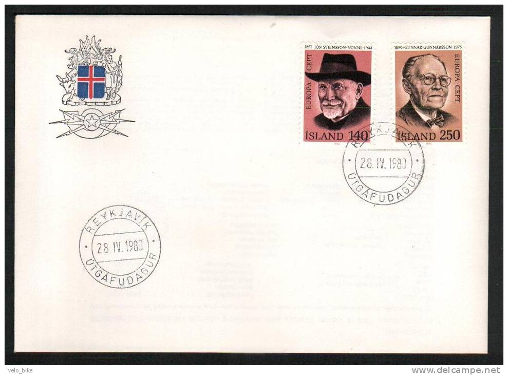 Iceland FDC 28/4 1980 Europe Cept Europa Author - FDC