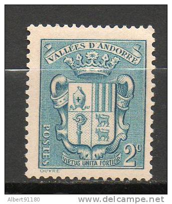 ANDORRE 2c Bleu 1937-43 N°48 - Neufs