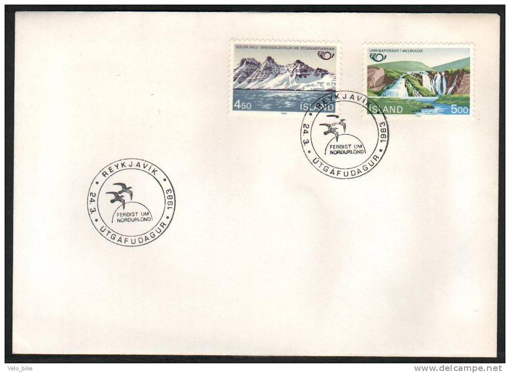 Iceland FDC 24/3 1983 Rapid Waterfall Mountain  Fiord - FDC