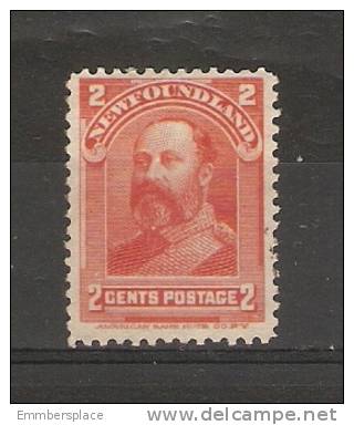 NEWFOUNDLAND - 1897 PRINCE OF WALES 2c RED UNUSED NO GUM  SG 87  SC 82 - 1865-1902