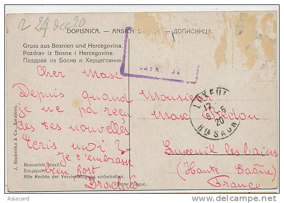 Gruss Aus Bosnien Und Hercegovina J. Studnicka Sarajevo Bozzarich 1920 - Bosnie-Herzegovine