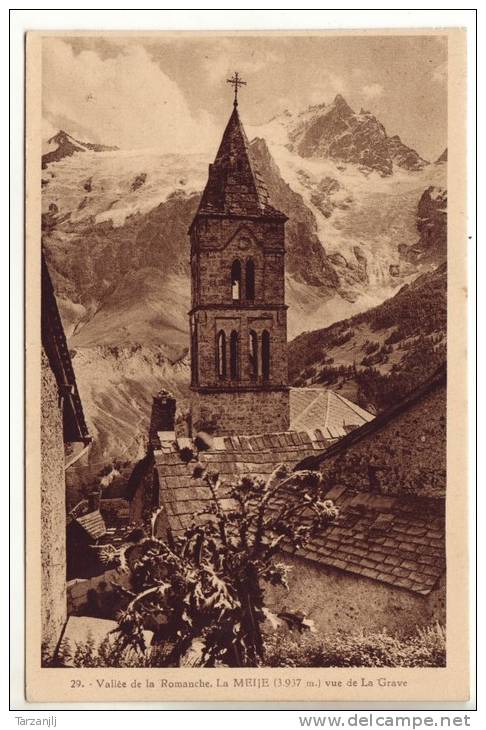 CPA De La Grave (Hautes Alpes 05): Vue De La Meije (église Clocher) - Autres & Non Classés