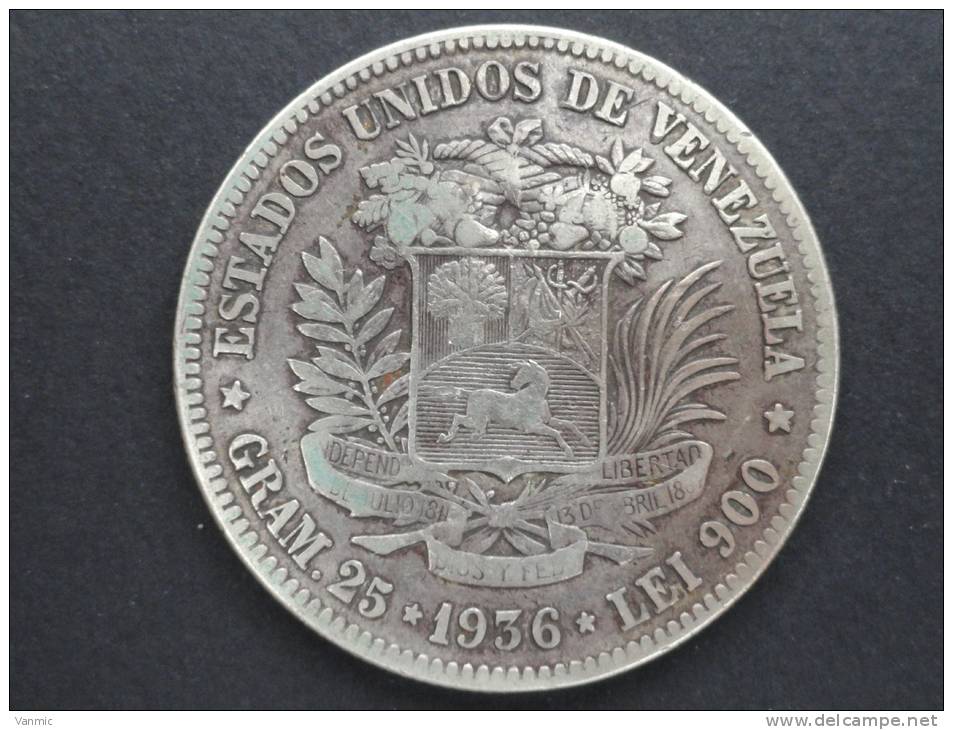 1936 - 25 GRAM - VENEZUELA - Argent - Venezuela