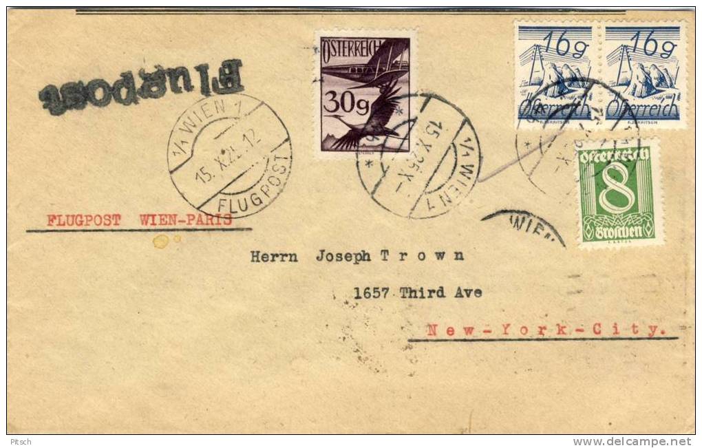 Austria - Airmail Cover 1925 - Vienna To New York - Briefe U. Dokumente