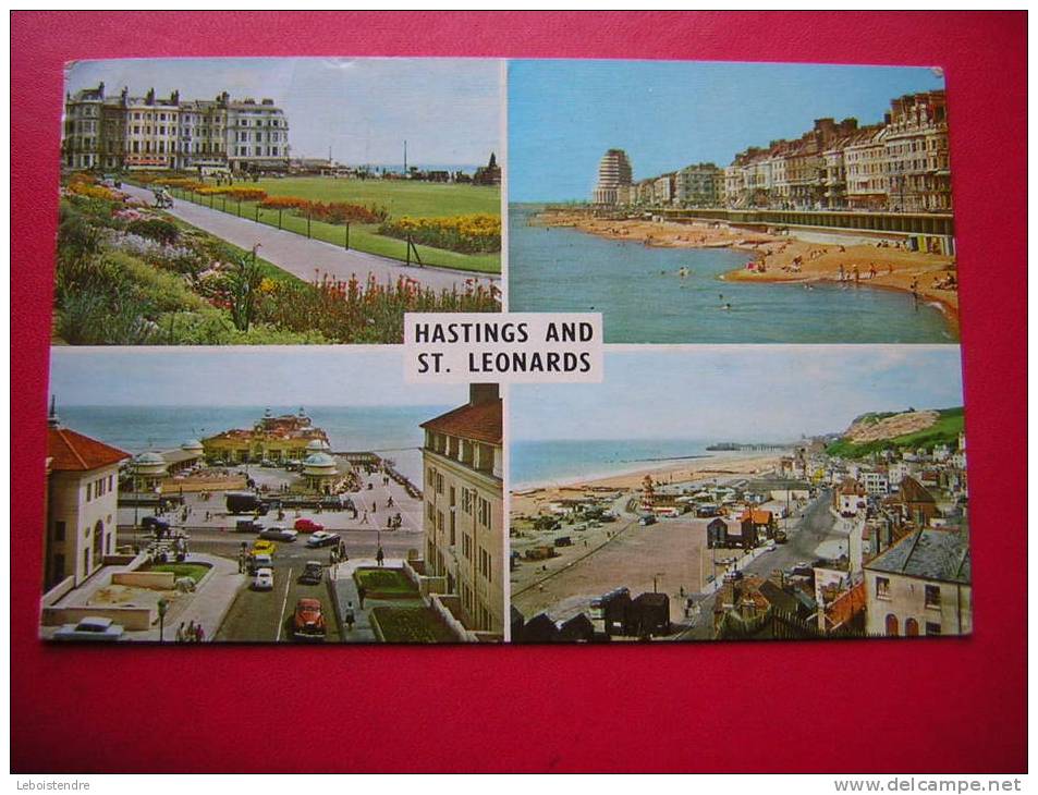 CPSM  ANGLETERRE  HASTINGS AND ST LEONARDS  MULTI VUES   VOYAGEE TIMBRE / STAMP - Hastings