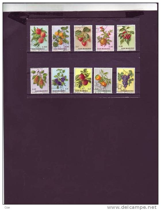 SAN  MARINO  1973 - Sassone 882/91° -  Fiori E Frutta - Alimentazione - Used Stamps