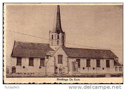 CPA.       SLEIDINGE.     De Kerk.      1947. - Evergem