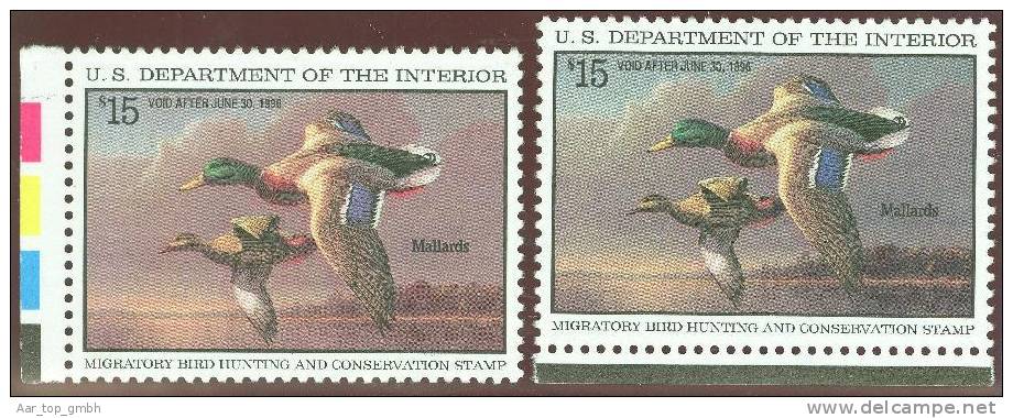 USA 1996 Hunting Permit Stamps RW62 **postfrisch Duck Zwei Farbnuancen - Duck Stamps