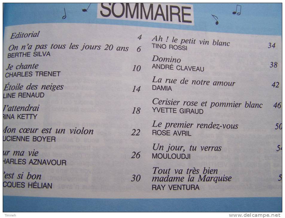 LES PLUS BELLES CHANSONS DE NOS 20 ANS CHANTEZ AVEC NOTRE TEMPS Chansons Partitions Commentaires SEVRAN - Musique