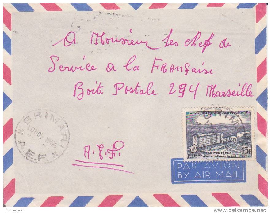 GRIMARI ( Petit Bureau ) Transit > Bangui - OUBANGUI ,Afrique,colonies,avi On,lettre,marcophilie,cac Het Verso,rar - Storia Postale